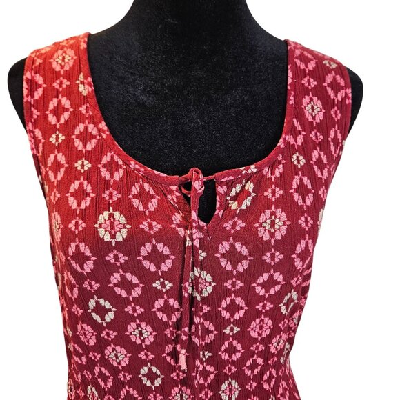Eddie Bauer Womens Sleeveless Red Floral Dress Size 8 Knee Length Lightweight - Picture 5 of 9